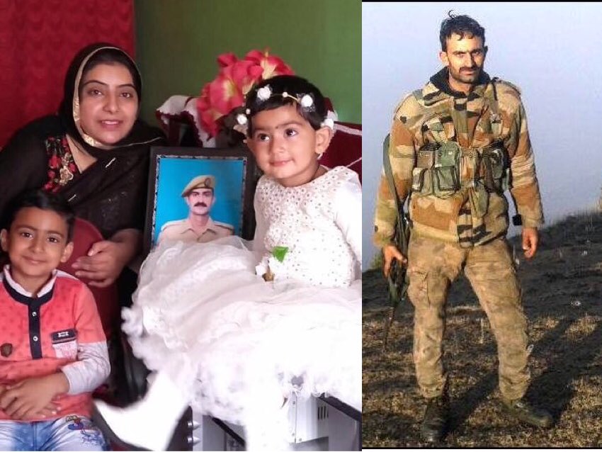 On his birth anniversary let’s remember HEAD CONSTABLE SANJEEVAN SINGH KATOCH Shaurya Chakra @JmuKmrPolice who was immortalized in Kashmir in 2015. We as a nation owes a lot to his wife Ms Manju Rajput, son Vaibhav & daughter Movishka who is born after his immortalization.