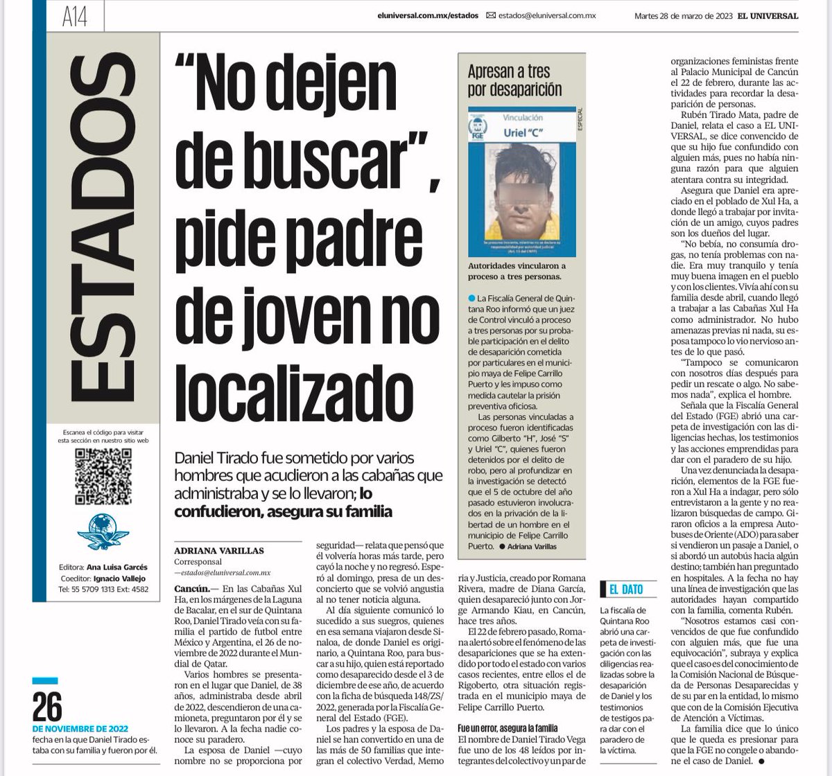 folveramata's tweet photo. Queremos saber #DondeEstaDanielTirado por favor ayúdenos a difundir para que siga investigando @jorgeramosnews 🙏🏻 https://t.co/fxWCsGfdV0