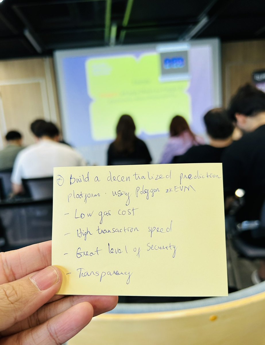 0xCris2163's tweet photo. Build a decentralized prediction platform using Polygon zkEVM.
- Transparency 
- Great level of security
- High transaction speed
- Low gas fee

#DevXGlobalTour #zkEVM #PolygonGuildHCM https://t.co/kE1CD39jP4