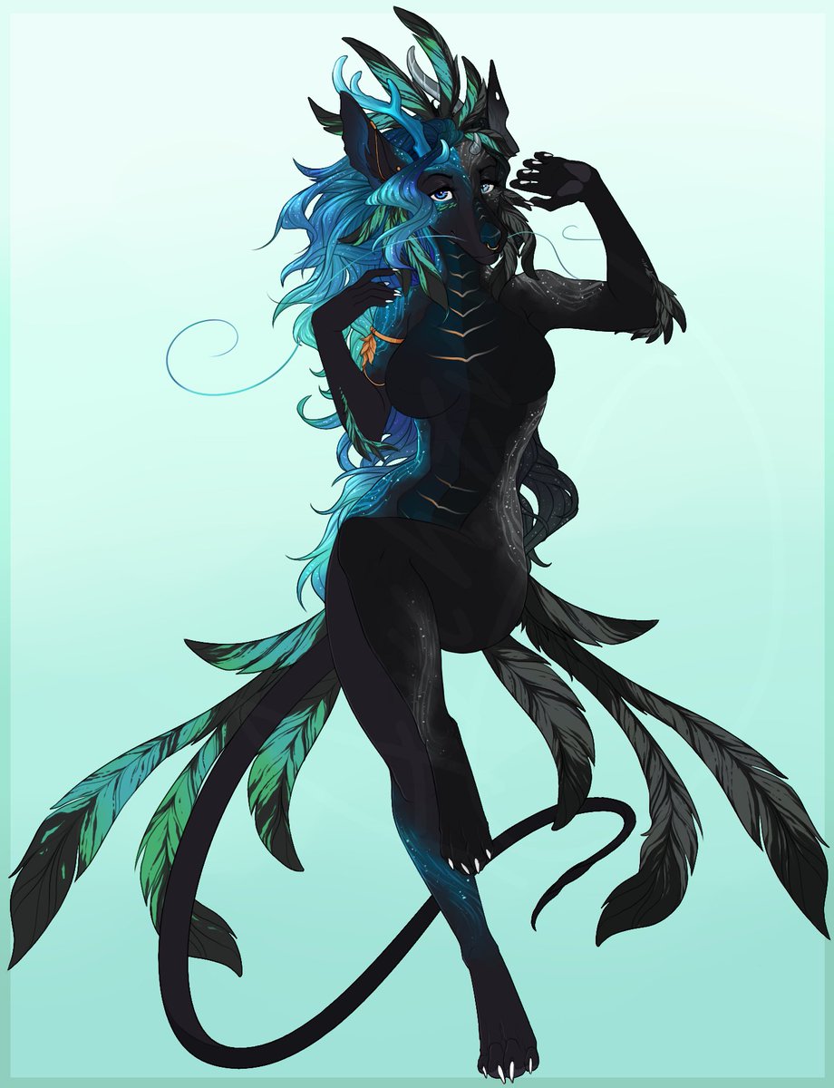 Designed myself a Shiji-long.  
We all knew it was only a matter of time.
"Calypso."

Shiji-long are a closed species by @/vashaatreets