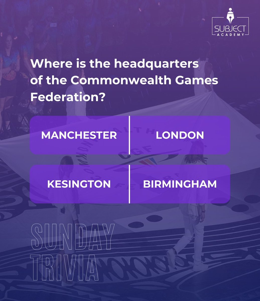 Please provide your response in the comments section

Visit us on subjectacademy.com
DM or WhatsApp @ +61390169018
.
.
.
#commonwealthsport #commonwealthgames #funfacts #sports #trivia #questionoftheday #sundaytrivia