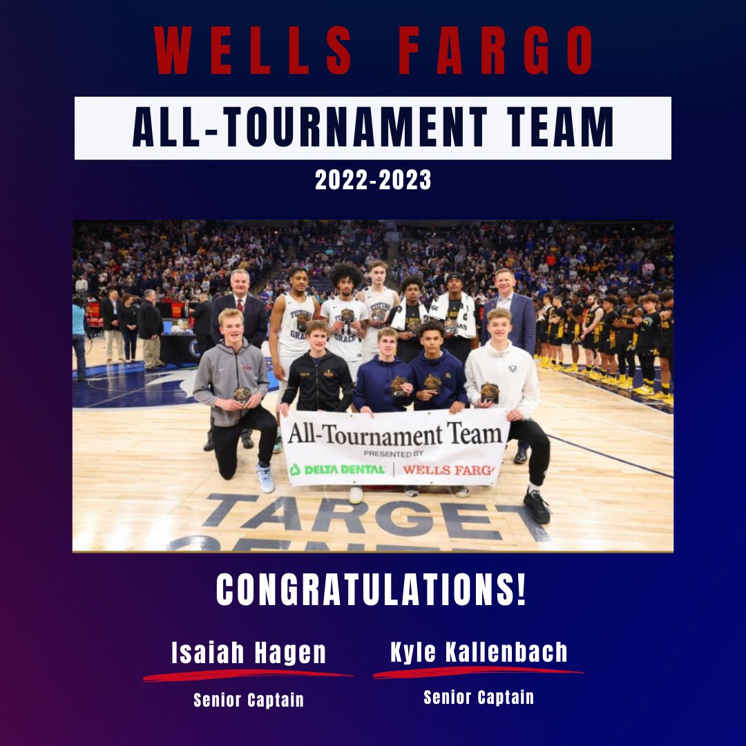 Congratulations to Kyle Kallenbach and Isaiah Hagen on being named 3A all tournament team members! An exceptional award for an even better state tournament performance.
