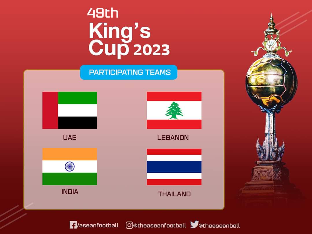 India will play alongside hosts Thailand, UAE and Lebanon in the 49th King's Cup , 2023. 
#IndianFootball #Kingscup #AseanFootball