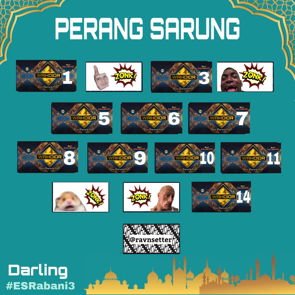 ERA_SHINOBIsubs's tweet image. ...

HASIL PUTARAN 6

“Waduh, waduh, waduh”

Kelompok DARLING berhasil menyabet @untailirik menggunakan sarung !

Kelompok PERPENTILAN berhasil menyabet @ravnsetter menggunakan sarung !

Hasil: Akira dan Toi gugur!

...