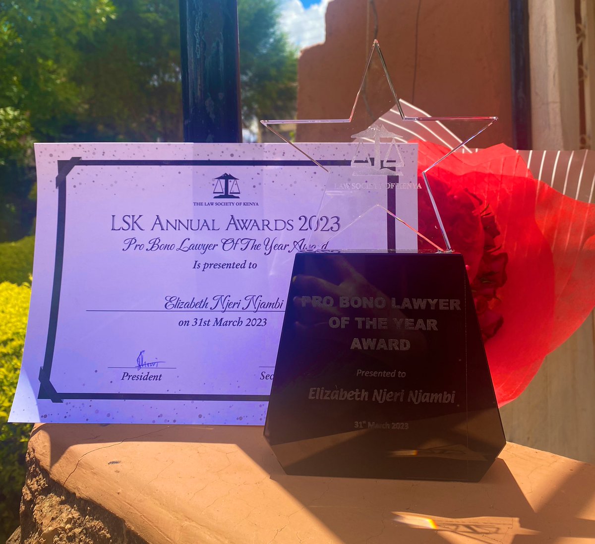_N_squared's tweet image. Pro Bono Lawyer of the Year! 🏆😃

We did it! I’m so grateful to everyone who nominated me, has continued to support our work and the @lawsocietykenya for the award 🙏🏾

This is for all of us @Wakili_sha The team, advocates, volunteers &amp;amp; partners. Most importantly, the children⚖️