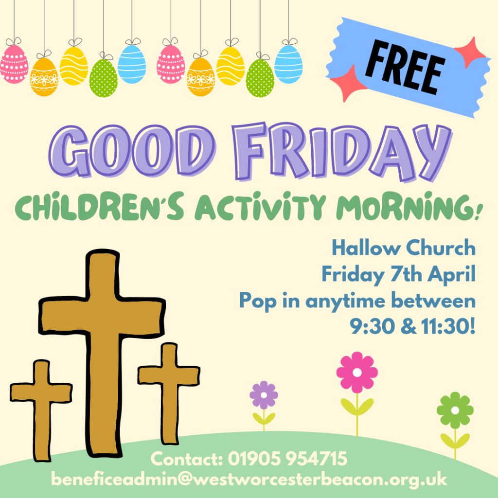 BroadheathCE's tweet photo. There are loads of Easter activities and services for children and families to attend and get involved with this Easter. 
#hallowchurch#lowerbroadheathchucrh#westworcesterbeacon https://t.co/mAf0ewFVOY
