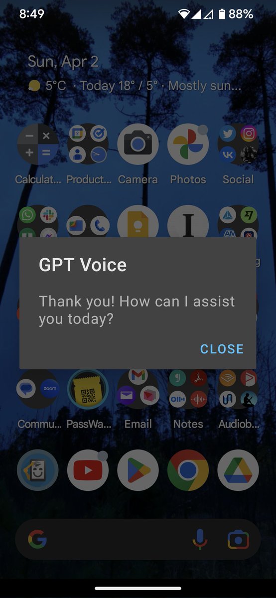gcharris's tweet photo. @itsPaulAi On my Pixel 7 pro it comes up with a block with voice but there's no way to answer. 🤦 https://t.co/0zogezHe6s