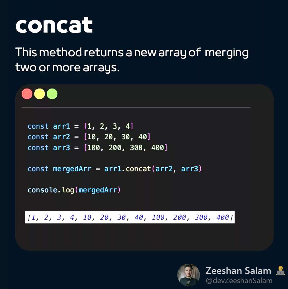 iZeeshanSalam's tweet photo. Concat Method in JavaScript

#javascript #learnbeforereact #webdevelopers #developers #coders #js #frontend #codinglife #concatmethod https://t.co/I8pDfOoGEn