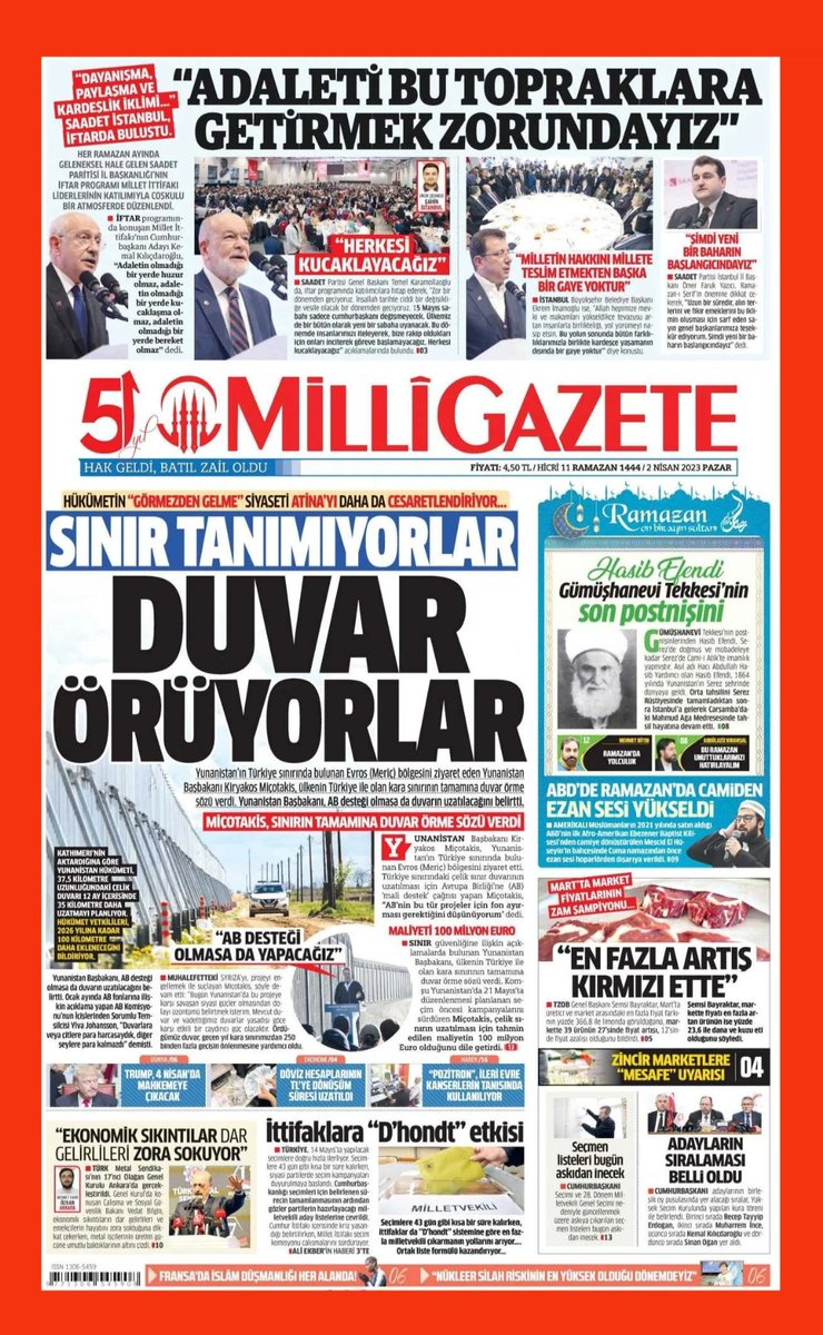 berlin_saadet's tweet photo. #MilliGAZETE
#HâkGeldiBâtılZâilOldu
#SINIR Tanımıyorlar, Duvar Örüyorlar
#ADALETİ Bu Topraklara Getirmek Zorundayız
#SAADET GİK Toplandı
#Hasib Efendi Gümüşhanevi Tekkesi'nin Postnişini
#En Fazla Artış Kırmızı Ette https://t.co/nAwZPiMjVe