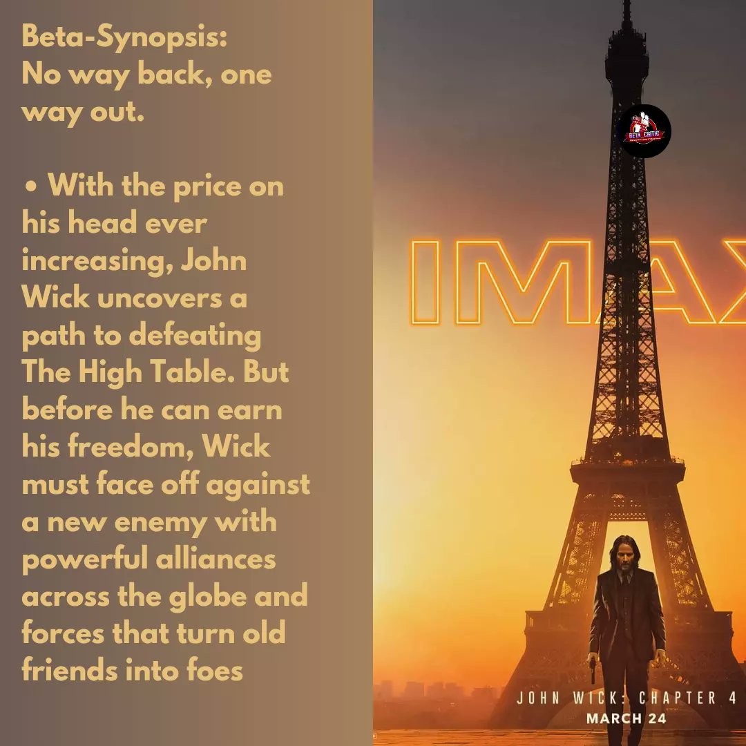 CriticBeta's tweet photo. #johnwick4 #review
Image courtesy of @lionsgate and @johnwickmovie
Follow @beta_critic for more
#johnwick #keanureeves #matrix #babayaga #actionmovies #movies #cinema #independentcritics
Full review on
https://t.co/p0msL97L75 https://t.co/A2xLrt4O6u