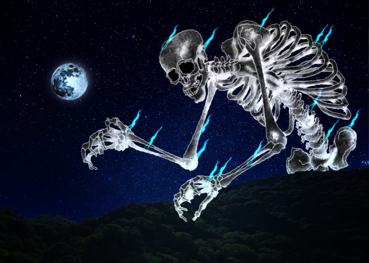 がしゃどくろ。 飢者髑髏。 これは歌川国芳の「相馬の古内裏」という