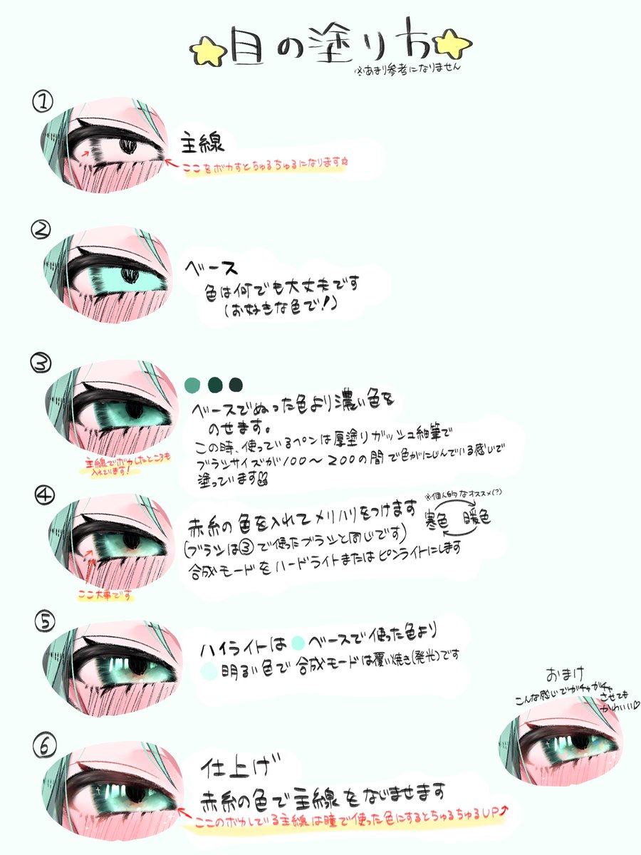 Sim_a3's tweet image. 多分参考にならない目の塗り方です⭐️