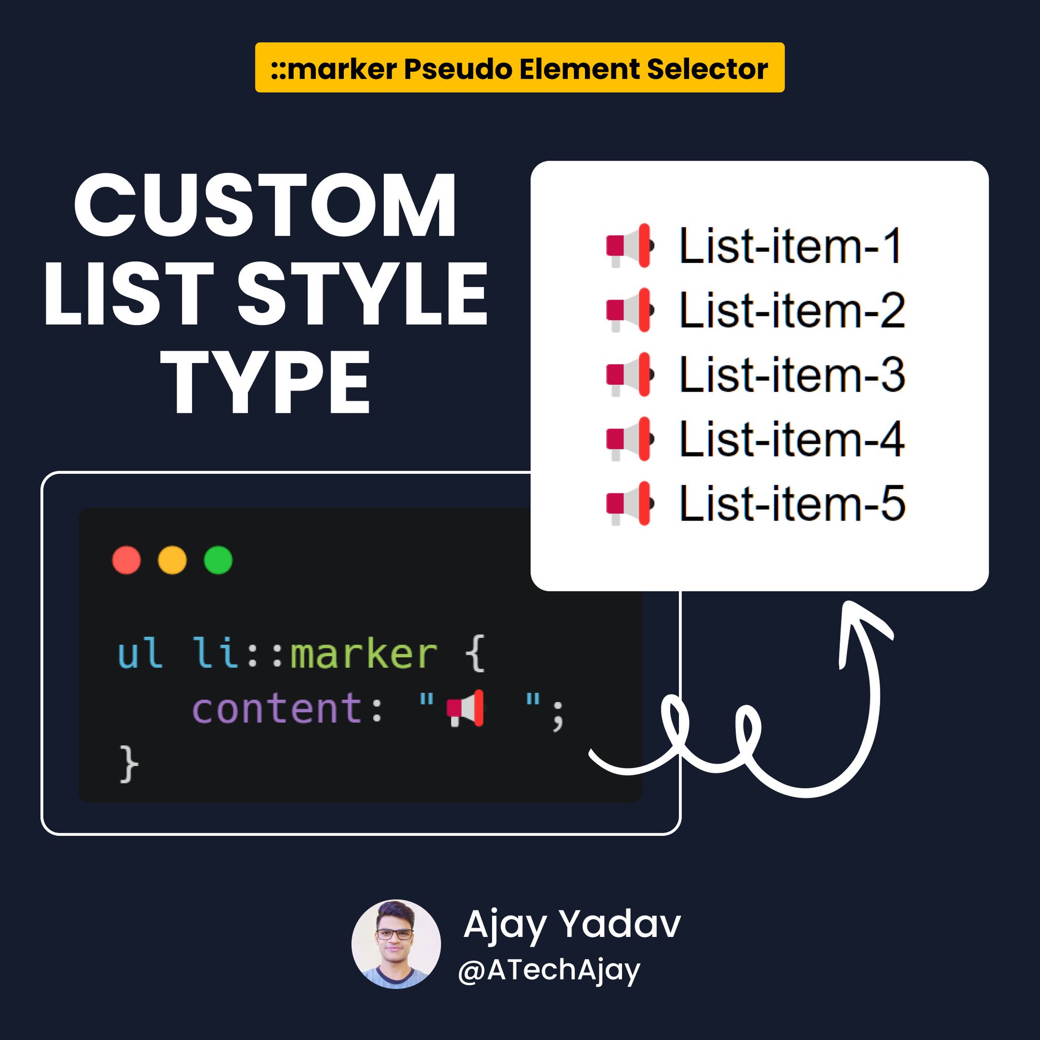 Ajay Yadav 🇮🇳 on Twitter: "💚 CSS Tip We can also change the type of list style using the ":: marker" pseudo-element selector. Code ⬇️ https://t.co/QLVFAjaOSH" / Twitter Ajay Yadav 🇮🇳 on Twitter: "💚 CSS Tip We can also change the type of list style using the ":: marker" pseudo-element selector. Code ⬇️ https://t.co/QLVFAjaOSH" / Twitter