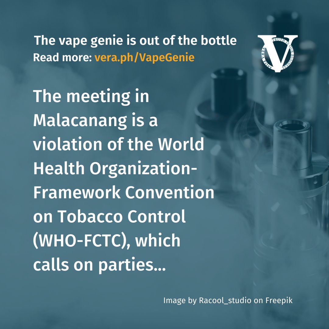 verafiles's tweet photo. What's wrong about President Bongbong Marcos hosting a Filipiniana-themed luncheon in Malacañang for executives of tobacco company Philip Morris?

To learn more, read our story on vape regulation here: https://t.co/AWiel2pX6u
6d https://t.co/RvwYgusQ4a