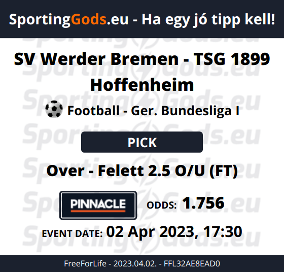 Új ingyenes tipp! 02 Apr 2023, 17:30
#sportinggodseu #freeforlife
Ha egy jó tipp kell... 
linktr.ee/sportinggods