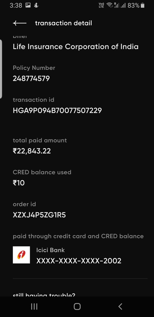 Ashishpranay's tweet photo. Dear cred 
My premium was 22,505.22/- and i have paid 22834.22/- on your portal for premium their is no justification of extra charges unable to contact  customer  care through  your portal no portal take extra charges ie. Paytm .
@CRED_club @CRED_support https://t.co/N277plh96g