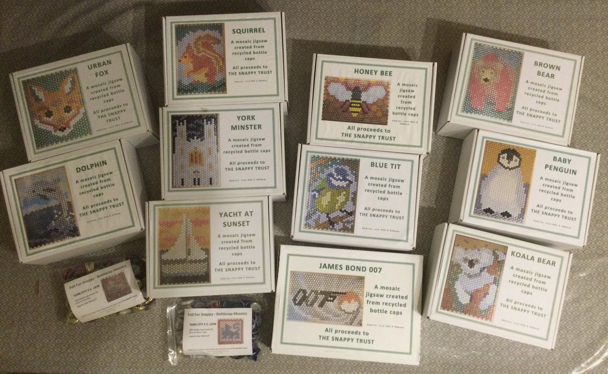 ThatFoilLady's tweet photo. Huge thanks to my wonderful parents for washing and sorting the latest batch of recycled bottle caps to clear my backlog
I’m still making the mosaic jigsaws and gifts in aid of @SNAPPYYork and hope to set up an online shop later this year
#MetalRecyclesForever #FunWithRecycling♻️ https://t.co/foaL5xoXIw