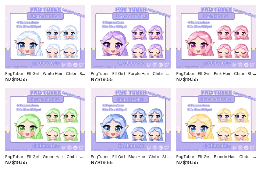 🎀Elf Girl Png Tubers Out Now!🎀
Various colours!
Ideal use for Veadotube mini
In my Etsy and Ko-Fi 🛍️
I hope you guys like them! 😁🤞
Links below⬇️