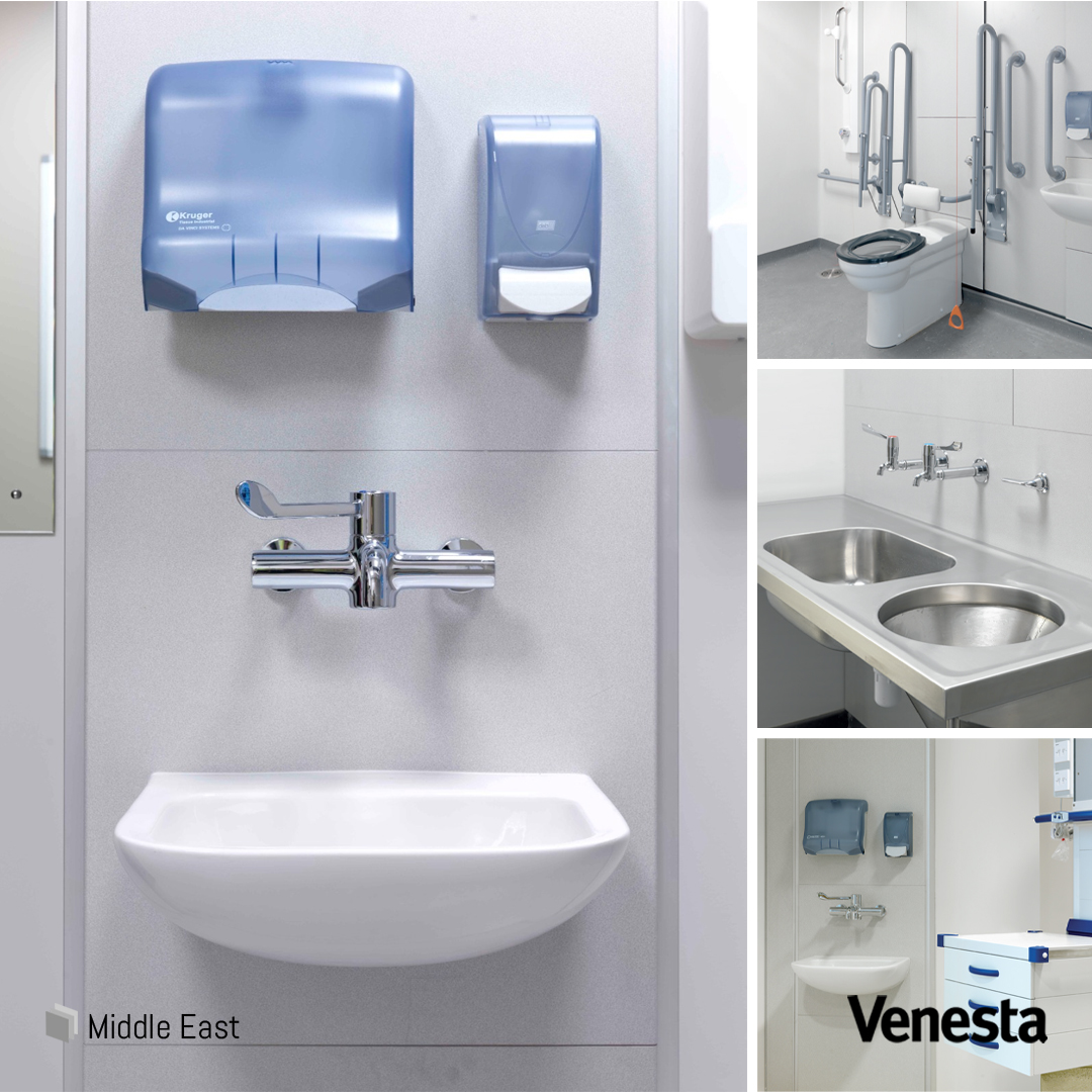 From hospitals to medical centres, we understand the importance of high-quality sanitaryware for healthcare facilities.

#Venesta #VenestaMiddleEast #InteriorDesign #Washrooms #Healthcare #HealthcareWashrooms #WashroomDesign #ModernWashrooms #Sanitaryware #Sanitarywares