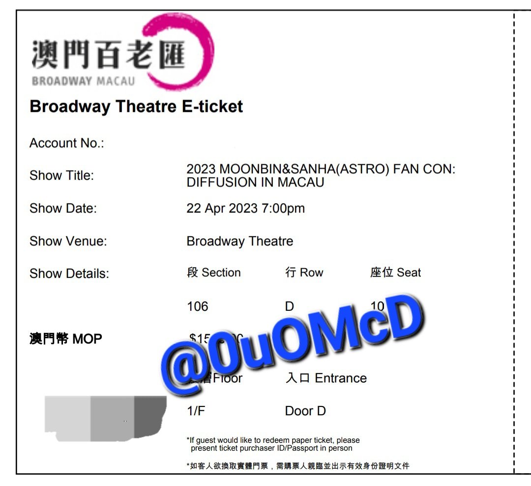 0uOMcD's tweet photo. 문빈 산하 마카오 팬콘 티켓 양도합니다
Section 106 D열 원가양도. 뎀주세여

Sell⭕️ Moonbin Sanha Diffusion fancon in Macau ticket.
1 ticket is available with original price. Please DM me

#MOONBIN_SANHA #MOONBIN #SANHA #ASTRO https://t.co/PUZWXyTbHw