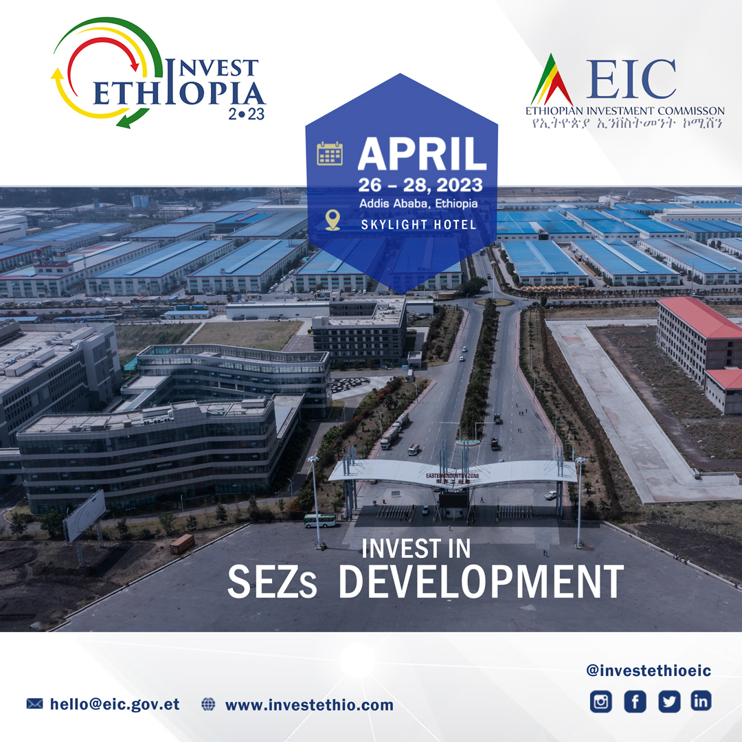 investethio_eic's tweet photo. #TimeToInvestInEthiopia
Our Special Economic Zone (SEZ) development program is driven by our desire to create export-oriented, sector-specialized, vertically integrated, and sustainable industries. 
Save the date https://t.co/Cbvxv8nWHH
@EthioInvestment @Lelise_Neme @EthiopiaIpdc https://t.co/QVwAb74Ftr