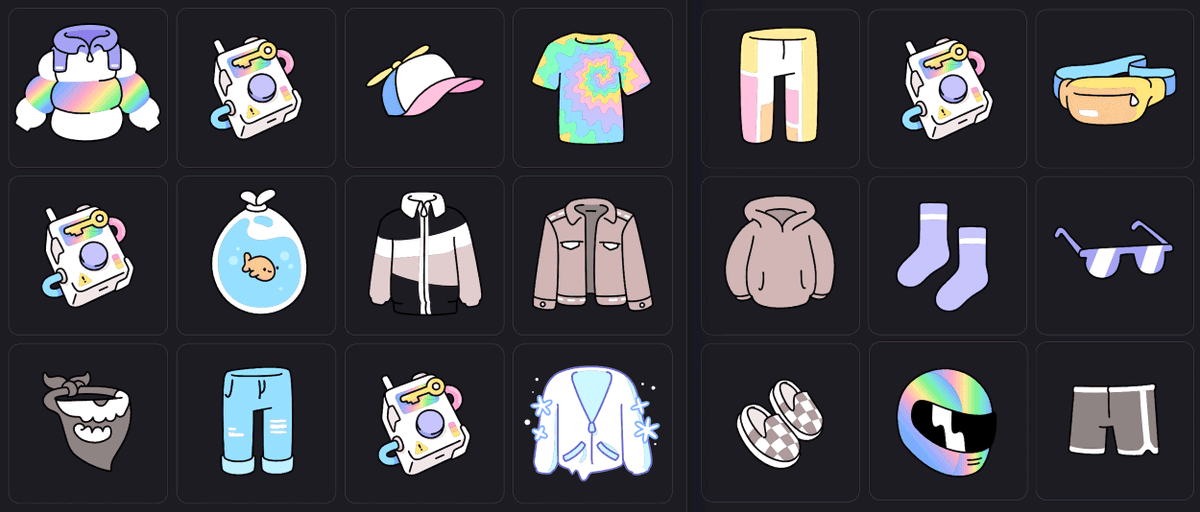 Gotta give props to <a href="/doodles/">doodles</a> and <a href="/burnttoast/">burnt toast</a> who really went hard on the Genesis Box wearables. The art is dope and I can't wait for the beta to personalize a character! 🔥