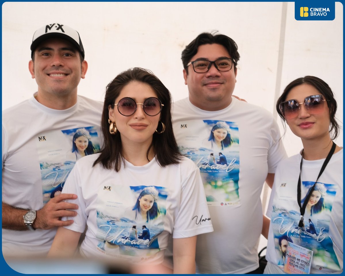 cinemabravoph's tweet photo. RIGHT NOW: 'Unravel: A Swiss Side Love Story' stars Gerald Anderson, Kylie Padilla, Megan Campbell, and their director RC Delos Reyes at the #2023SummerMMFF Parade of Stars. @MavxProductions @kylienicolep @GERALDnaticx @mmffofficial https://t.co/06osz6nQWk
