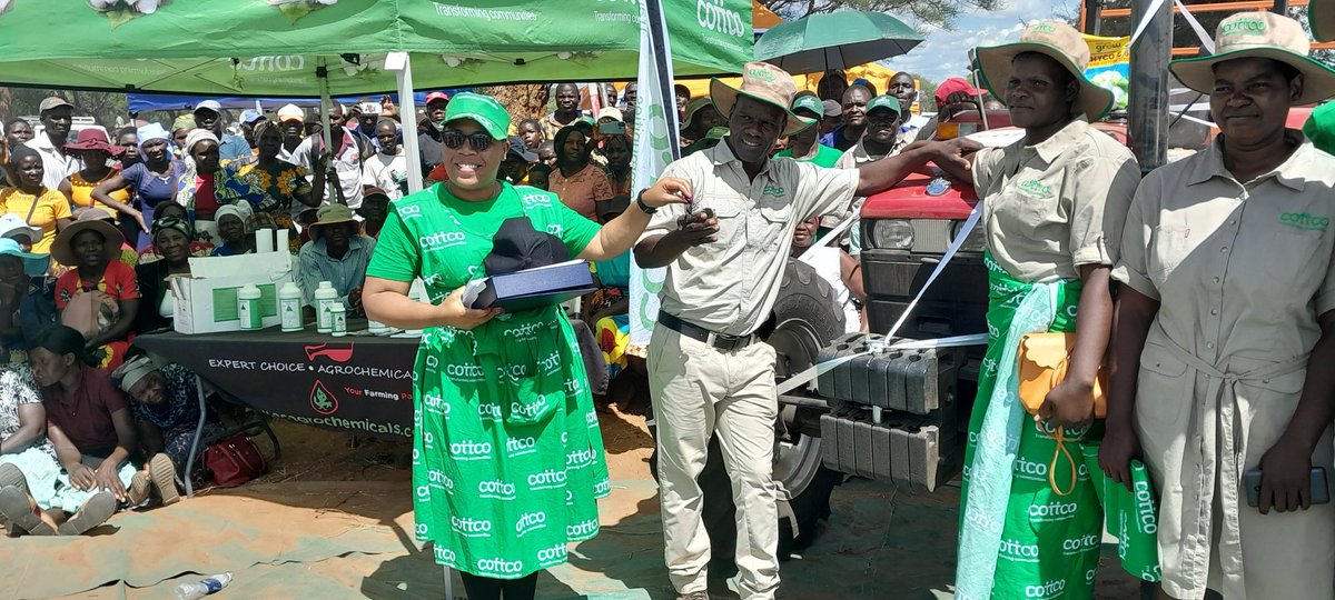 Cotton Farmer of the Year, Mr Smart Kambanje was given a tractor, trailer and disc for his exploits. Cotton is the  main source of livelihood ins Sanyati, Gokwe and many surrounding areas.