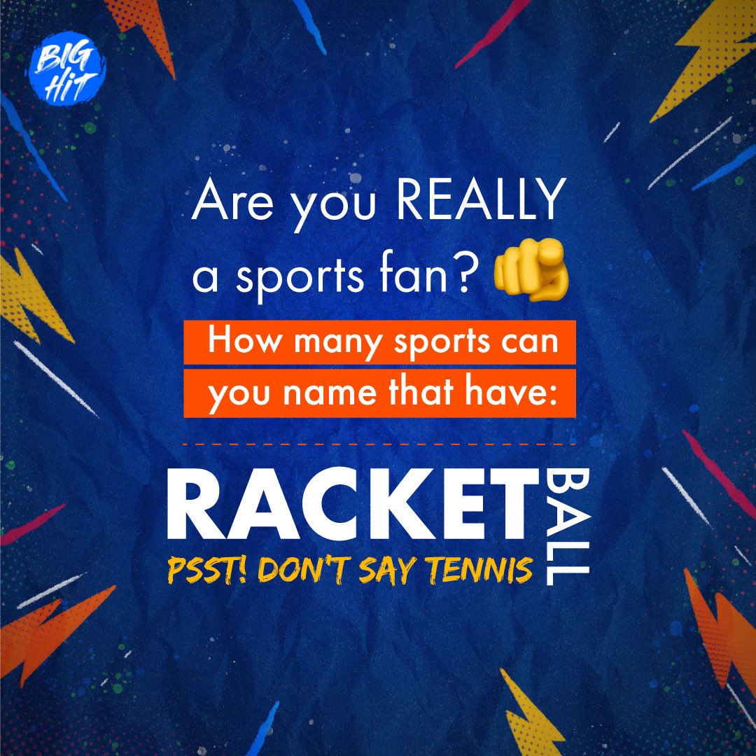 bighitsportz's tweet photo. Sports fans, the Game is ON!  Do you accept the challenge? Leave your answers below.  

#BanaoKhelSePehchan

#Challenge #Guess #GuessingGame #Tennis #Racket #Ball #Sports #IndianSports #Games #FunQuiz #Quiz #UpForAChallenge #DoYouKnow #Sporter #SportsQuiz #Fun #SportingFun https://t.co/F8vGTtZR81