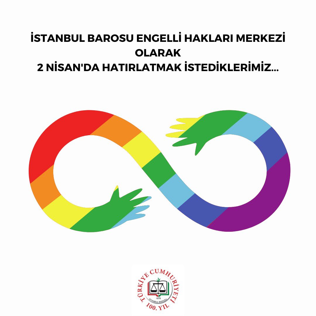 İstanbul Barosu Engelli Hakları Merkezi olarak, 2 Nisan Dünya Otizm Farkındalık Günü'nde; -Türkiye'de otistik öznelere danışılarak hazırlanmış bir politika metni olmadığını, -Otistiklere nasıl seslenileceğinin dahi otistiklere sorulmadan belirlendiğini,+