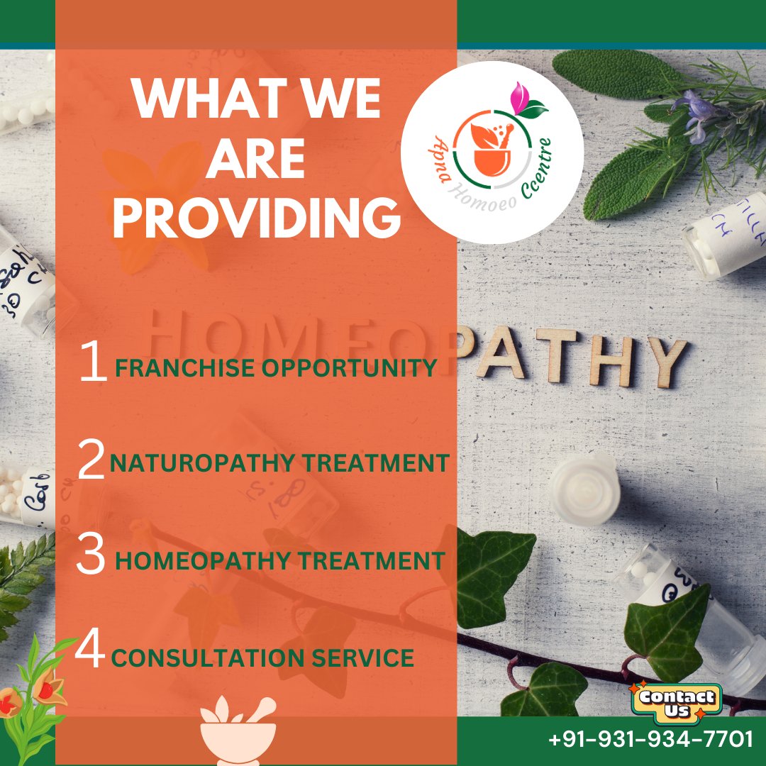 ApnaHomoeo's tweet photo. What we are providing

- Franchise Opportunity
- Naturopathy Treatment
- Homeopathy Treatment
- Consultation Service

#apnahomoeoccentre #apnahomoeocentre #Drabhaytiwari #homeopathy #health #healthylifestyle #nutrition #wellness #healthyliving #healing #medicine #medical https://t.co/0WsRxdXxL6