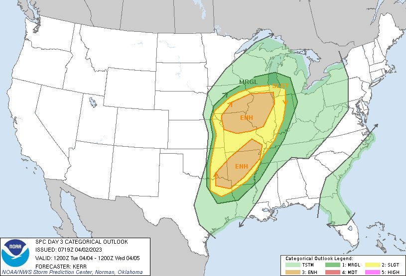 NWSSPC's tweet image. 2:20am CDT #SPC Day3 Outlook Enhanced Risk: across much of northern Missouri and southeastern Iowa into central and northern Illinois as well as across parts of northeastern Texas southeastern Oklahoma much of northwestern and ce... spc.noaa.gov/products/outlo…