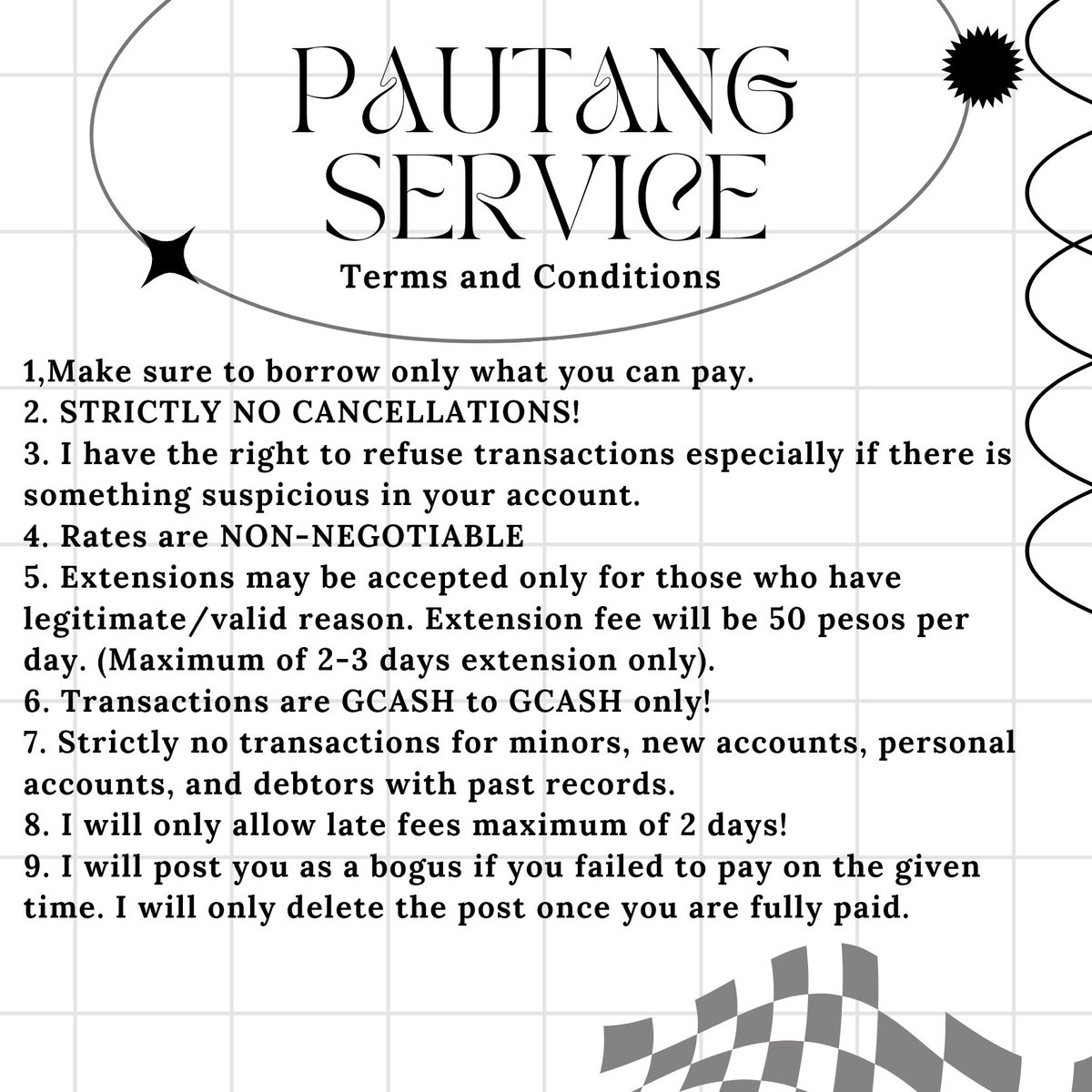 dal_lends's tweet photo. DALGOMIE PAUTANG SERVICE
·˚*୨୧ [updated t&amp;c and reqs] ୨୧*˚· https://t.co/dg3XdNlVaf
