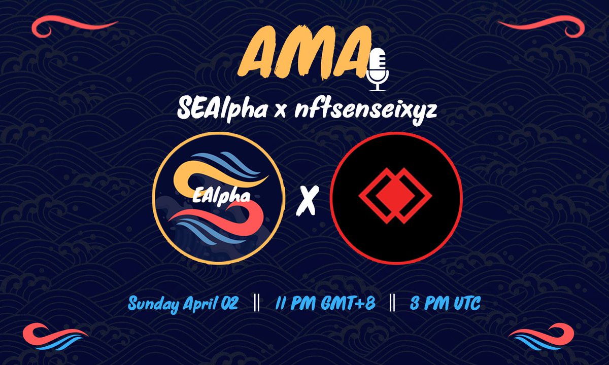 southeastalpha's tweet photo. We will be hosting our very first AMA in our discord with @nftsenseixyzater today!📷 

Have you joined the SEAlpha discord community yet?👀 https://t.co/q2qS3bF2t2