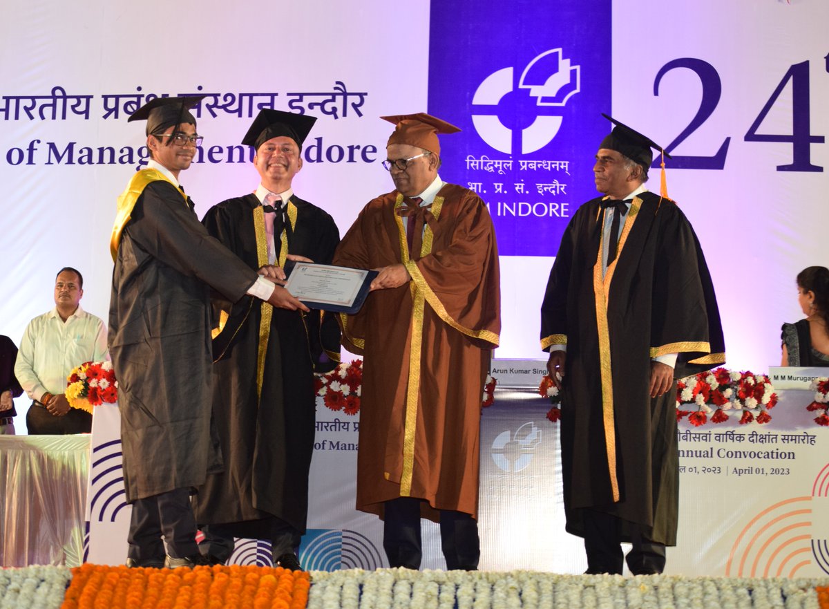 IIM_I's tweet photo. Congratulations to Mayank Gupta for securing the IIM Indore #GoldMedal for Scholastic Performance Rank 3 at the #24thConvocation. Your academic achievements are a testament to your hard work & commitment to excellence.
#IPM #IIMIndore #Convocation2023 #ScholasticExcellence (3/3) https://t.co/ppbtZZ9OLP