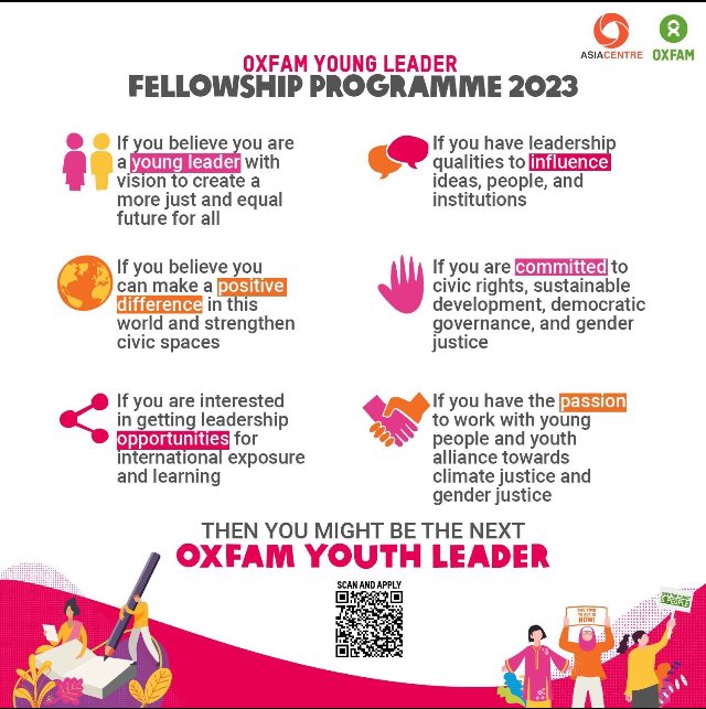 Oxfam Young Leaders Fellowship 2023(Fully-funded)

Application deadline 30th April 2023.

More Details HERE: bit.ly/3lVm1US 

#fellowship #fellowshipprogram #career #opportunity #applynow #application #jobalert #development #developmentjobs #developmentjobs