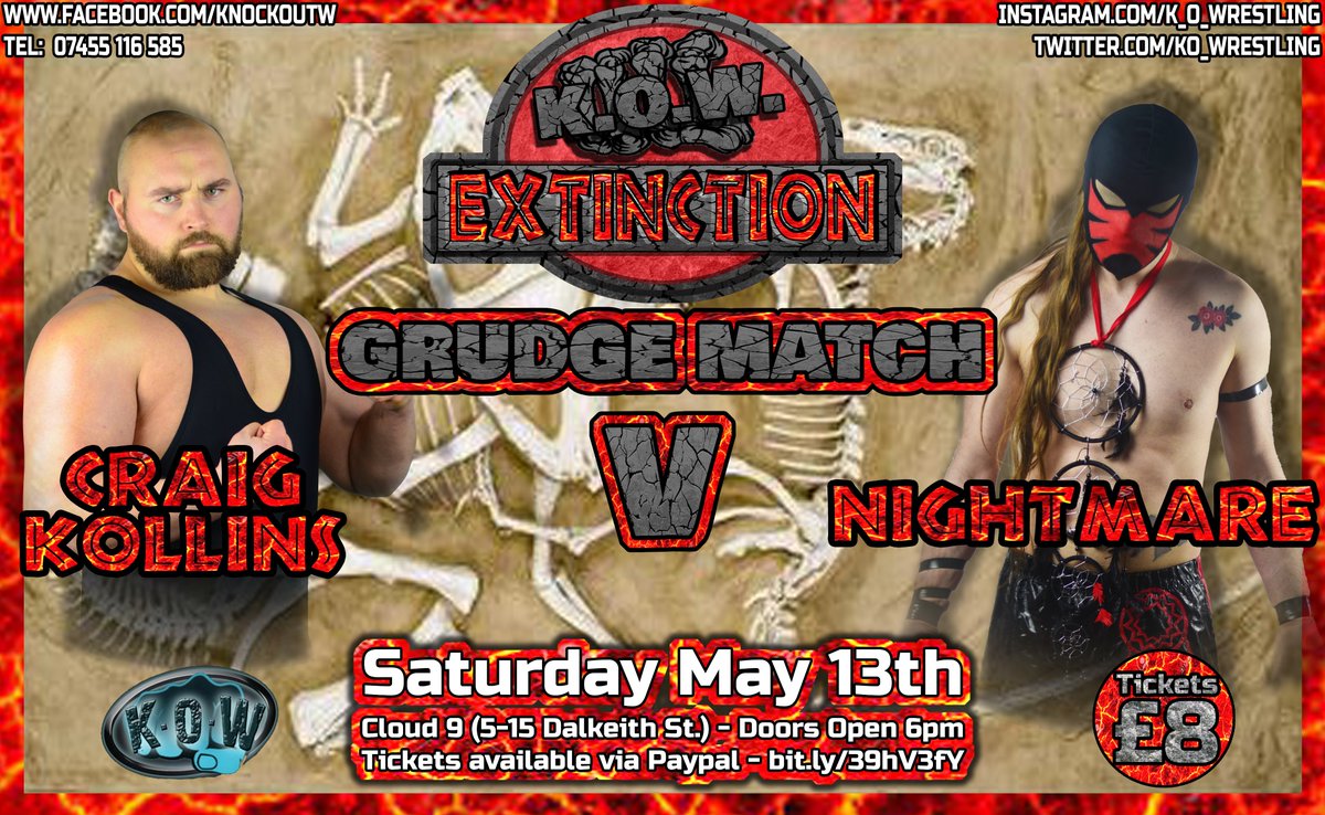 KO_Wrestling's tweet photo. Two huge main event level matches have already been announced for Extinction live from @CThelounge on Saturday May 13th and we are not done yet! Make sure to grab your tickets to avoid disappointment!

Tickets - £8 from @TNTRecordsbarro, @SalthousePO or https://t.co/Pf1oGQkd8v https://t.co/hRtGvUPOjv
