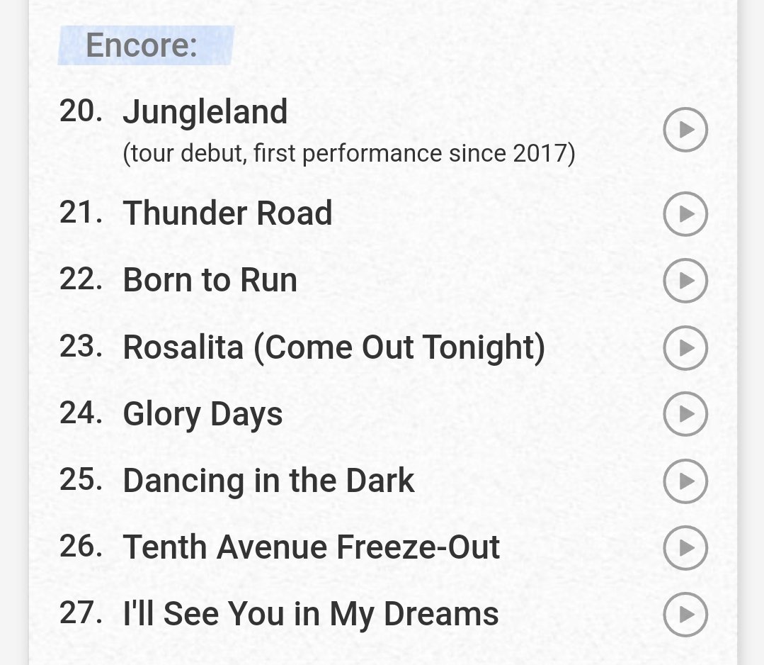 BruceTourNews's tweet photo. The setlist from the show in New York, April 1st 2023

JUNGLELAND DEBUTED!! https://t.co/cQjN4SD29h