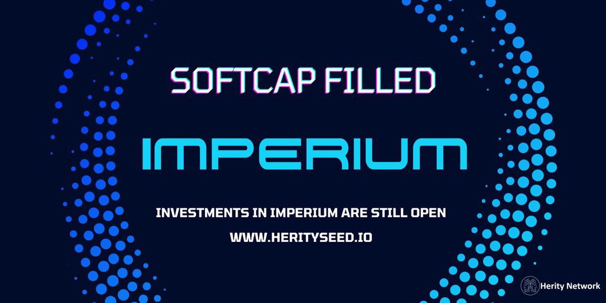 HerityNetwork's tweet photo. 🎉 @imperiumindex Seed Pool hit SoftCap! 

Invest in #TheCryptoIndex, an automated tool to own top cryptos 24/7. 

Buy LEX tokens at the lowest price on https://t.co/IqcjfBByfv before it's too late! 

#seedinvest #seedify #herityseed https://t.co/wNbwcaxotH