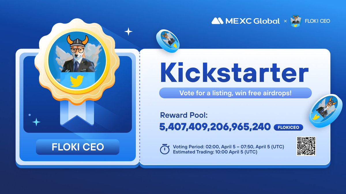 MEXC's tweet photo. The @FlokiCeoo Kickstarter is coming to @MEXC_Global🔥 
 
🗳Vote with $MX to support the #FLOKICEO listing and share 5,407,409,206,965,240 #FLOKICEO airdrops
⏰Voting period: 02:00 Apr 5 - 07:50 Apr 5 (UTC)
📈Trading: 10:00 Apr 5 (UTC)

Details: https://t.co/tY5i9rGvS6

#MEXC #FlokiCeo