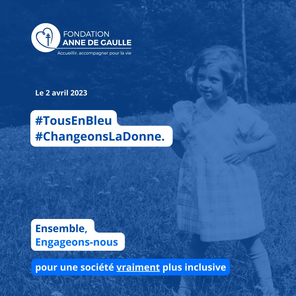 Fondation_AdG's tweet photo. 🔵 Tous en bleu pour changer la donne 🔵
#FondationAnnedeGaulle #Tousenbleu #austime #handicap #inclusif https://t.co/Wvo2XMnil4