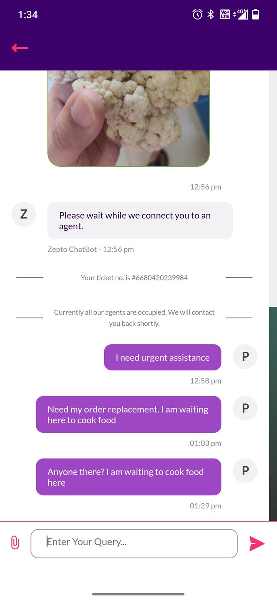 piyushshri's tweet photo. So the reply to my previous tweet from @zeptocares was for nothing. No one contacted me and still no reply on the chat. https://t.co/T9mzEbcVu1