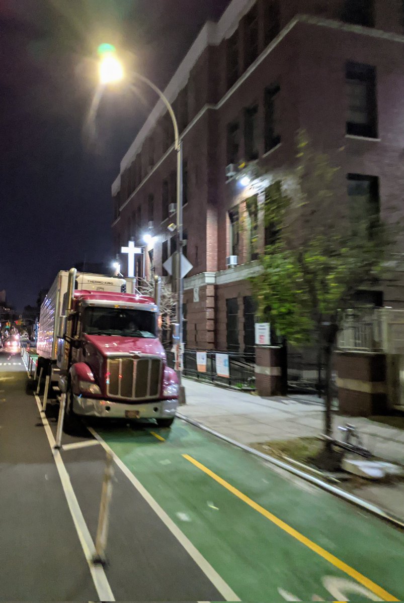 twowheelsg's tweet photo. At least UPS can often abide with the #CrescentSt #bikelane.   Evangel, not so much. https://t.co/Y1PsQB4VYd
