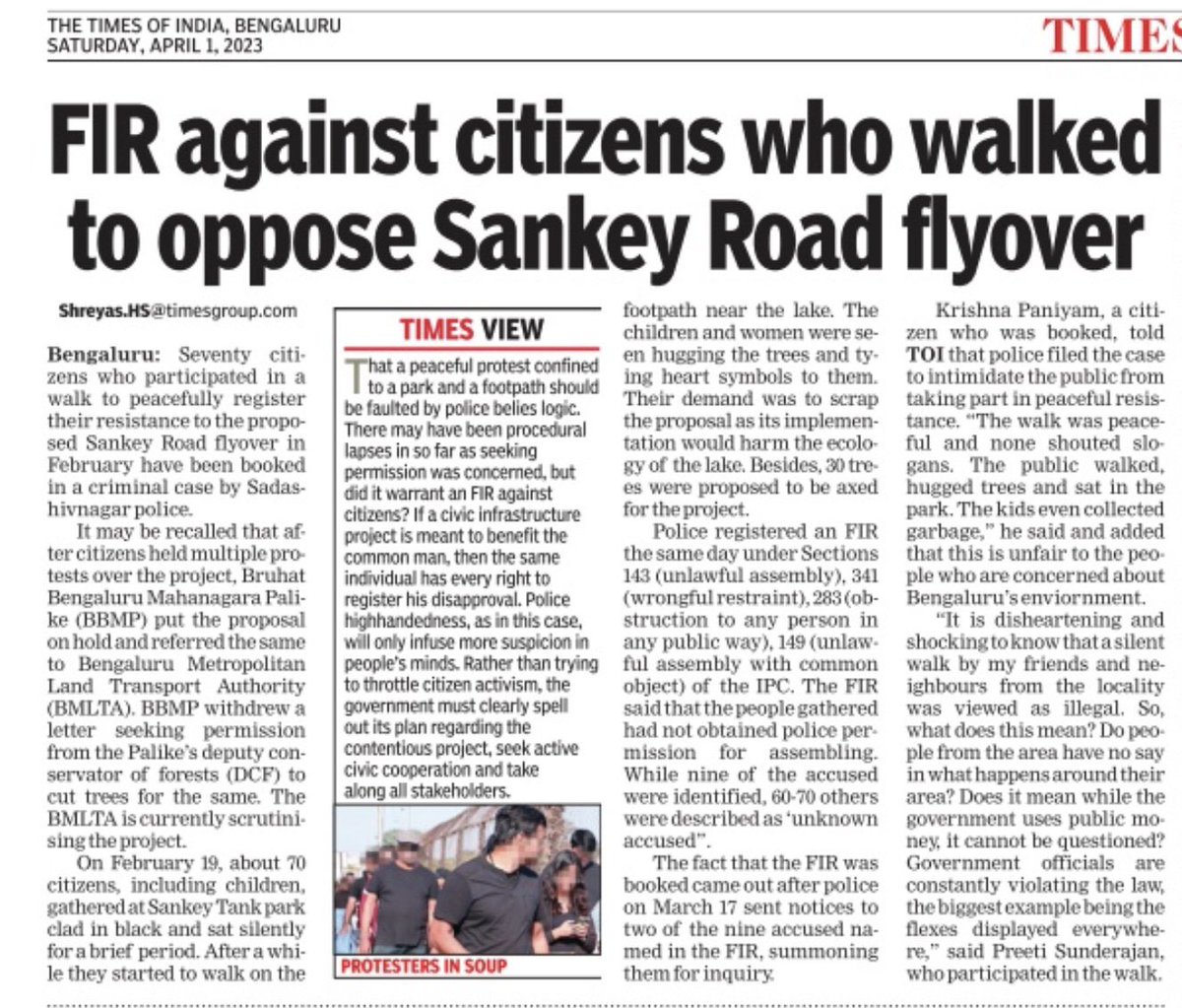 krishnabgowda's tweet photo. Many people who are protesting against the Sankey flyover may have protested for #SteelFlyoverBeda. The then Congress Govt. welcomed their views and put a hold on the project.
Today they are being charged with FIR.
This is the true face of BJP. https://t.co/ox6z08KhFk