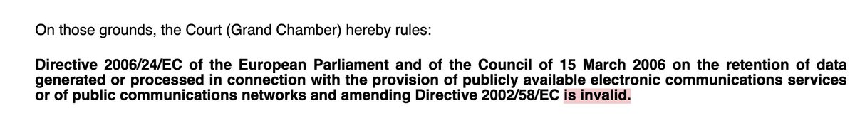 DPL_rewind's tweet photo. on this day in 2014 the 🇪🇺 EU Court of Justice @EUCourtPress ruled in Joined Cases C‑293/12 and C‑594/12 (Digital Rights Ireland), declaring the #DataRetention Directive invalid, and in Case C‑288/12, about the independence of the 🇭🇺 DPA https://t.co/9rRTI7WKzN