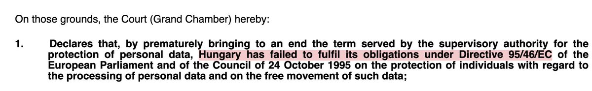 on this day in 2014 the 🇪🇺 EU Court of Justice @EUCourtPress ruled in Joined Cases C‑293/12 and C‑594/12 (Digital Rights Ireland), declaring the #DataRetention Directive invalid, and in Case C‑288/12, about the independence of the 🇭🇺 DPA