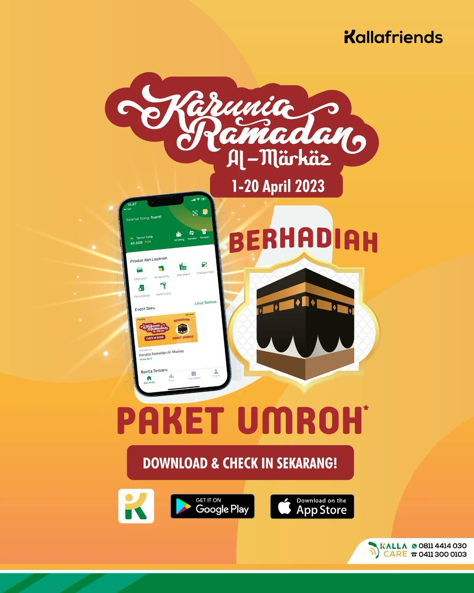 KallaGroup_ID's tweet photo. Mau dapetin Umroh Gratis?
Ini dia saatnya! Kalla Toyota dan Kallafriends membuka kesempatan melalui Karunia Ramadan Al-Markaz π₯Ή
Jangan sia-siakan kesempatan ini Kalla Friends, yukk cek segera untuk syarat & ketentuannya!
#KALLA #KallaforLife #KallaFriends #KallaToyota https://t.co/zeScbTZ0zd