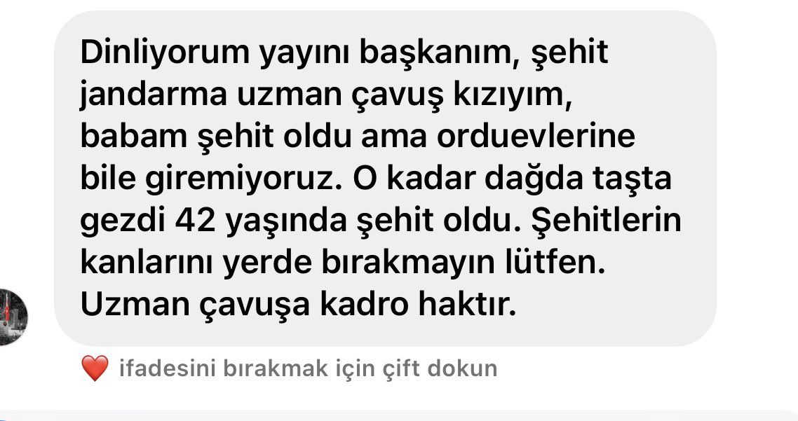 Şehidinin kızının bile Orduevlerine sokulmadığı mahsun bir rütbe #UzmanÇavuş
Büyük Türk Milleti!
Sizin için canını veren yiğitler var
Ey asil milletim evlatlarınıza yapılan bu zulme ne zaman dur diyeceksiniz.!

 #UzmanÇavuş