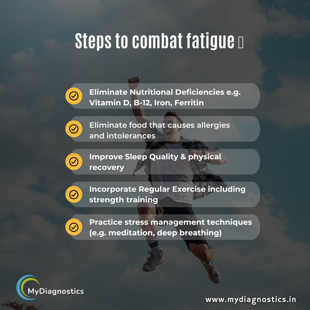 MyDiagnosticsIN's tweet photo. Discover the causes, symptoms, and treatments for fatigue in our latest post. Learn how to manage fatigue and improve your overall well-being. Say goodbye to constant tiredness and hello to a healthier, more energetic life! 🌟💤 
#fatigue #health #wellness #chronicfatigue https://t.co/7zoJ1eQyFN