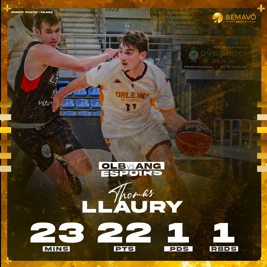 Belle performance de Notre Soldat Thomas Llaury (<a href="/LlauryThomas/">Llaury Thomas</a>) dont un 𝟔/𝟕 𝐚̀ 𝟑 𝐩𝐨𝐢𝐧𝐭𝐬 🎯 en 2️⃣3️⃣ minutes avec Espoirs <a href="/OLB45/">OrléansLoiretBasket</a> qui s'impose face à Espoirs Angers
#EspoirsProB #SoldatDeLinfini #BemavoArmy